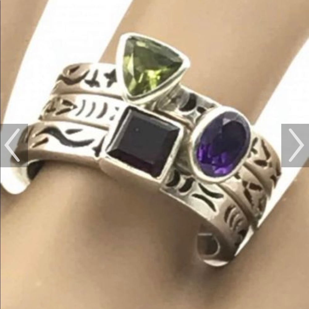 Silpada 3 ring stack gemstone set